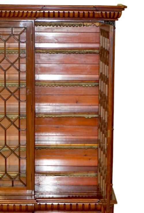 MONUMENTAL 29 METER TALL ANTIQUE VICTORIAN MAHOGANY ASTRAL GLAZED BOOKCASE - ADDITIONAL PHOTO 15