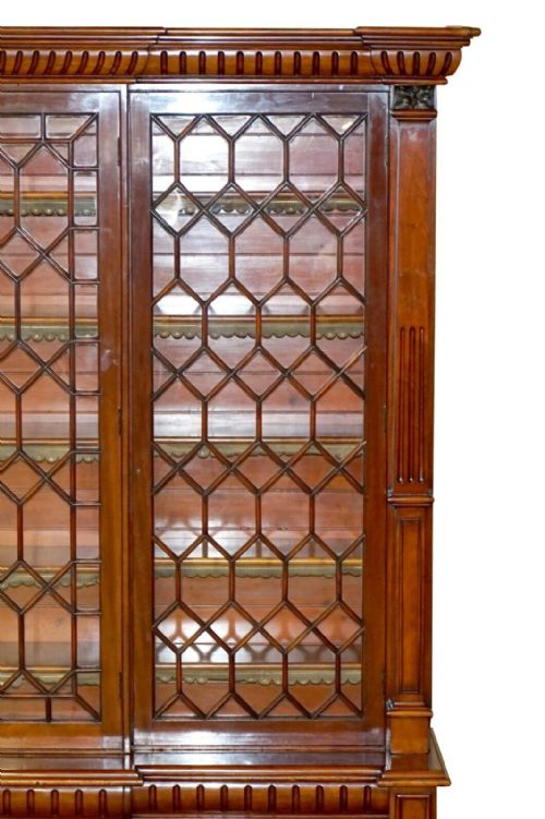 MONUMENTAL 29 METER TALL ANTIQUE VICTORIAN MAHOGANY ASTRAL GLAZED BOOKCASE - ADDITIONAL PHOTO 16