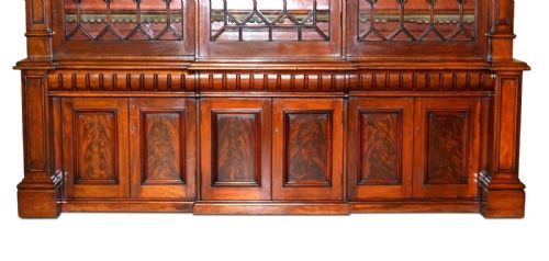 MONUMENTAL 29 METER TALL ANTIQUE VICTORIAN MAHOGANY ASTRAL GLAZED BOOKCASE - ADDITIONAL PHOTO 17