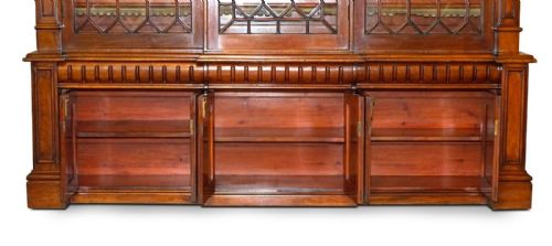 MONUMENTAL 29 METER TALL ANTIQUE VICTORIAN MAHOGANY ASTRAL GLAZED BOOKCASE - ADDITIONAL PHOTO 20