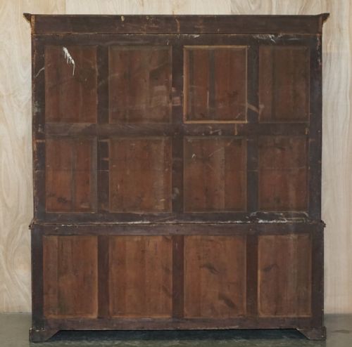 STUNNING ANTIQUE VICTORIAN MAHOGANY EMBOSSED LEATHER LIBRARY BOOKCASE CUPBOARD - ADDITIONAL PHOTO 12