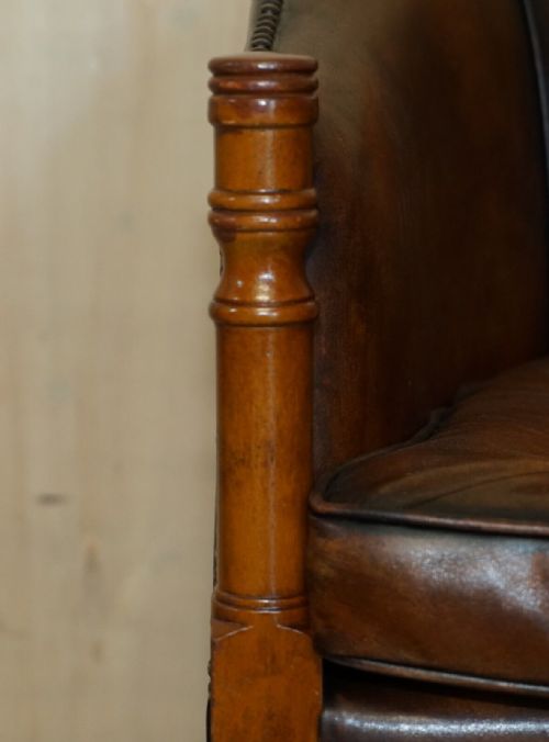 SIX HAND DYED BROWN LEATHER THOMAS CHIPPENDALE CHESTERFIELD TUB CLUB ARMCHAIRS - ADDITIONAL PHOTO 4