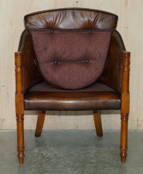 SIX HAND DYED BROWN LEATHER THOMAS CHIPPENDALE CHESTERFIELD TUB CLUB ARMCHAIRS - ADDITIONAL PHOTO 9