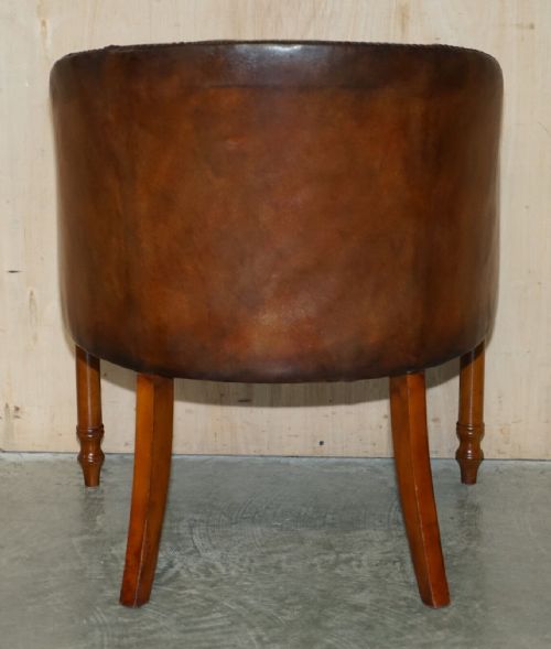 SIX HAND DYED BROWN LEATHER THOMAS CHIPPENDALE CHESTERFIELD TUB CLUB ARMCHAIRS - ADDITIONAL PHOTO 12
