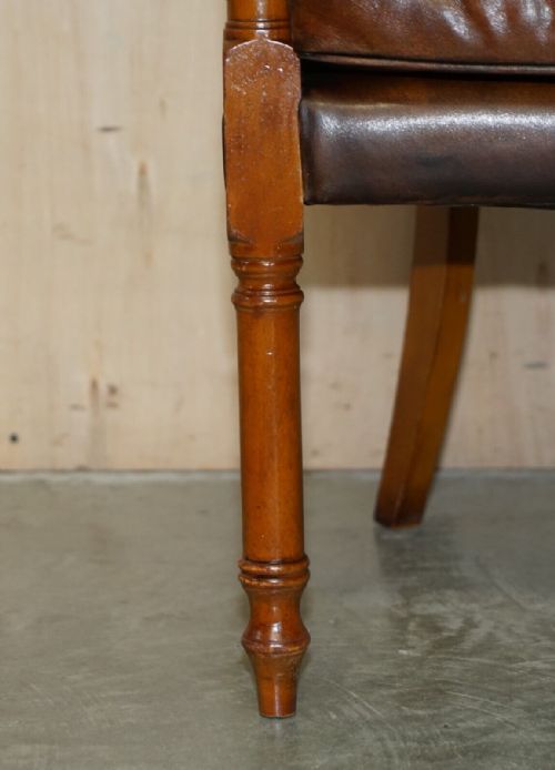 SIX HAND DYED BROWN LEATHER THOMAS CHIPPENDALE CHESTERFIELD TUB CLUB ARMCHAIRS - ADDITIONAL PHOTO 13
