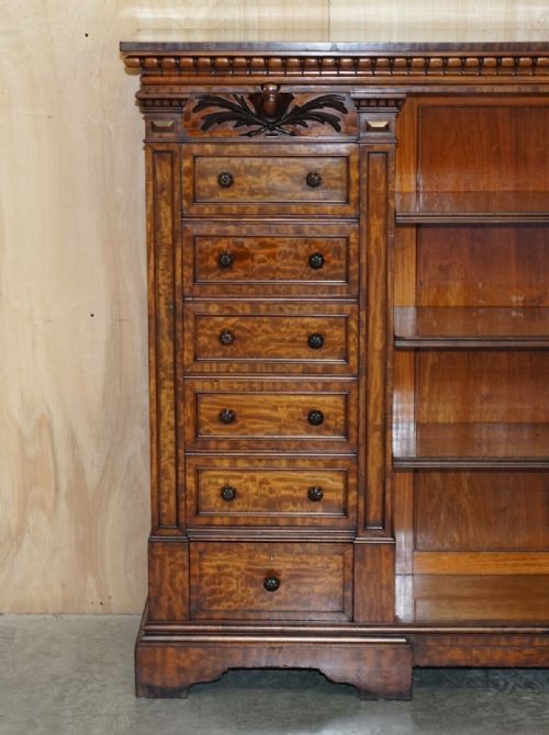FINEST QUALITY ANTIQUE 1830 FLAMED MAHOGANY WELLINGTON CHEST OF DRAWERS BOOKCASE - ADDITIONAL PHOTO 3