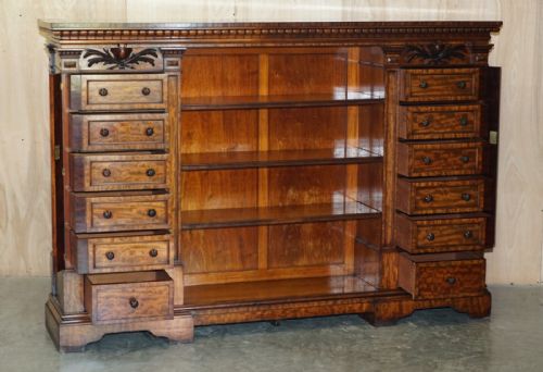 FINEST QUALITY ANTIQUE 1830 FLAMED MAHOGANY WELLINGTON CHEST OF DRAWERS BOOKCASE - ADDITIONAL PHOTO 17