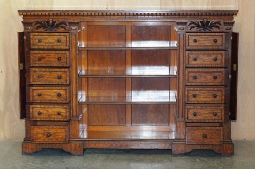 FINEST QUALITY ANTIQUE 1830 FLAMED MAHOGANY WELLINGTON CHEST OF DRAWERS BOOKCASE - ADDITIONAL PHOTO 18