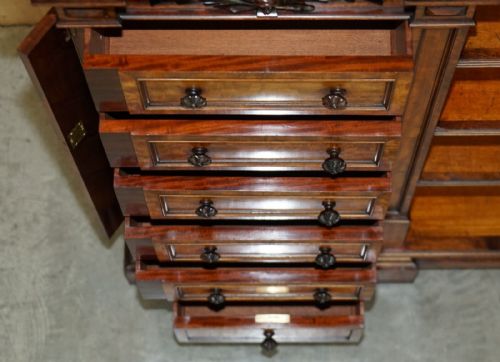 FINEST QUALITY ANTIQUE 1830 FLAMED MAHOGANY WELLINGTON CHEST OF DRAWERS BOOKCASE - ADDITIONAL PHOTO 19