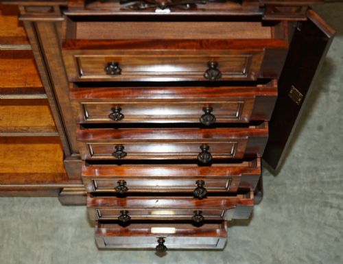 FINEST QUALITY ANTIQUE 1830 FLAMED MAHOGANY WELLINGTON CHEST OF DRAWERS BOOKCASE - ADDITIONAL PHOTO 20