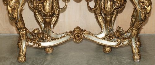 SUPER RARE METAL ANTIQUE BAROQUE RAMS MAIDEN HEAD MARBLE TOPPED CONSOLE TABLE - ADDITIONAL PHOTO 4