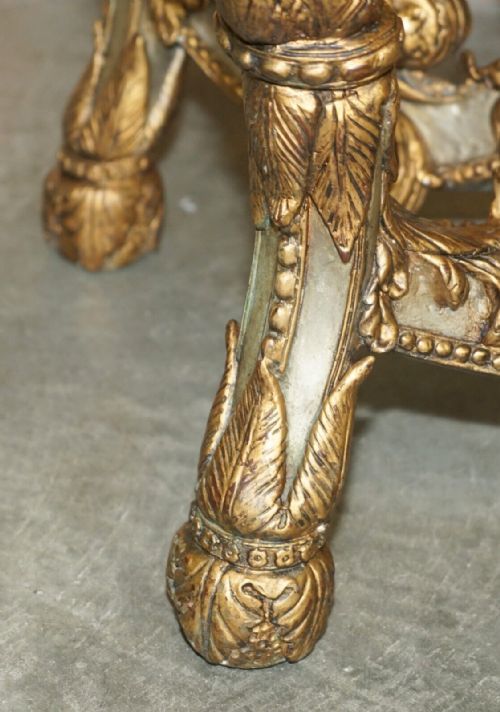 SUPER RARE METAL ANTIQUE BAROQUE RAMS MAIDEN HEAD MARBLE TOPPED CONSOLE TABLE - ADDITIONAL PHOTO 5
