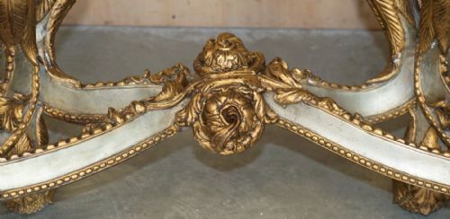 SUPER RARE METAL ANTIQUE BAROQUE RAMS MAIDEN HEAD MARBLE TOPPED CONSOLE TABLE - ADDITIONAL PHOTO 7