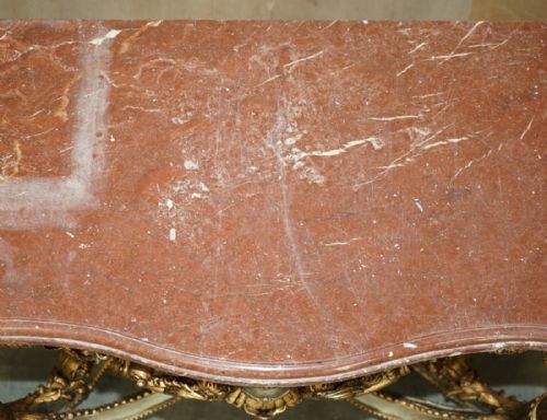 SUPER RARE METAL ANTIQUE BAROQUE RAMS MAIDEN HEAD MARBLE TOPPED CONSOLE TABLE - ADDITIONAL PHOTO 13