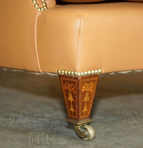 SUPER RARE HOWARD SON'S FULLY RESTORED CHESTERFIELD BROWN LEATHER ARMCHAIR - ADDITIONAL PHOTO 3