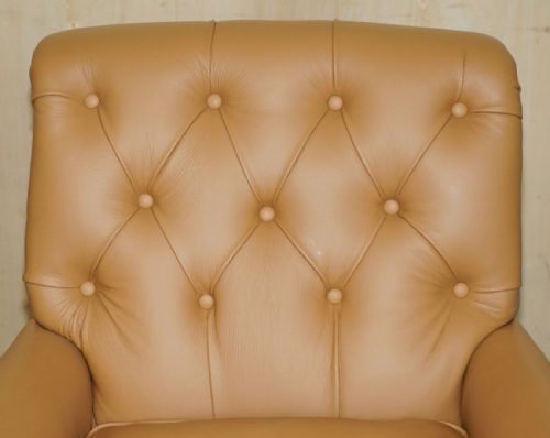 SUPER RARE HOWARD SON'S FULLY RESTORED CHESTERFIELD BROWN LEATHER ARMCHAIR - ADDITIONAL PHOTO 5