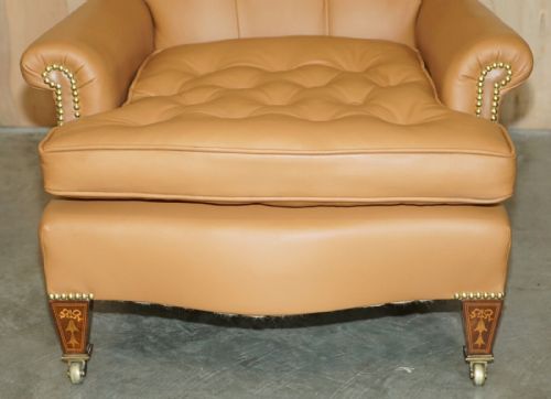 SUPER RARE HOWARD SON'S FULLY RESTORED CHESTERFIELD BROWN LEATHER ARMCHAIR - ADDITIONAL PHOTO 7