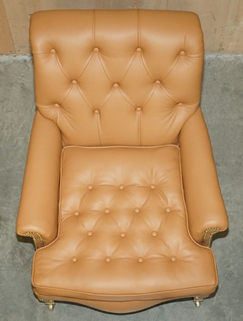 SUPER RARE HOWARD SON'S FULLY RESTORED CHESTERFIELD BROWN LEATHER ARMCHAIR - ADDITIONAL PHOTO 9