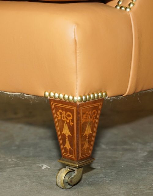 SUPER RARE HOWARD SON'S FULLY RESTORED CHESTERFIELD BROWN LEATHER ARMCHAIR - ADDITIONAL PHOTO 15