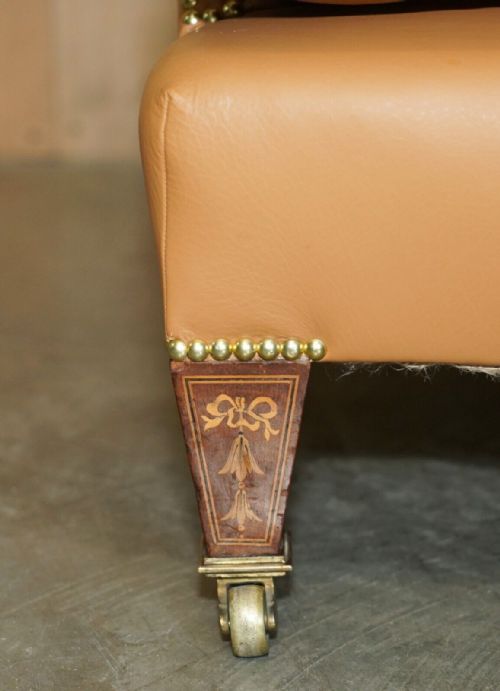 SUPER RARE HOWARD SON'S FULLY RESTORED CHESTERFIELD BROWN LEATHER ARMCHAIR - ADDITIONAL PHOTO 17