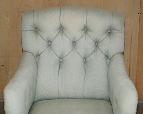 RARE ORIGINAL VICTORIAN HOWARD SONS BRIDGEWATER ARMCHAIR PERIOD UPHOLSTERY - ADDITIONAL PHOTO 5