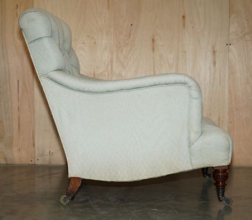 RARE ORIGINAL VICTORIAN HOWARD SONS BRIDGEWATER ARMCHAIR PERIOD UPHOLSTERY - ADDITIONAL PHOTO 8