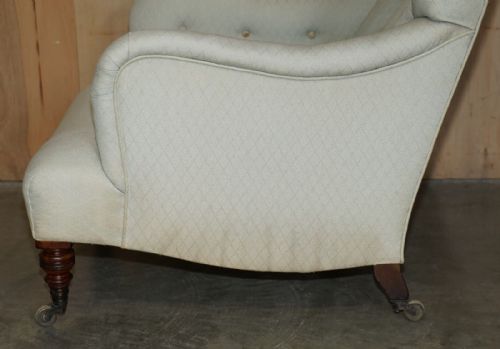RARE ORIGINAL VICTORIAN HOWARD SONS BRIDGEWATER ARMCHAIR PERIOD UPHOLSTERY - ADDITIONAL PHOTO 13