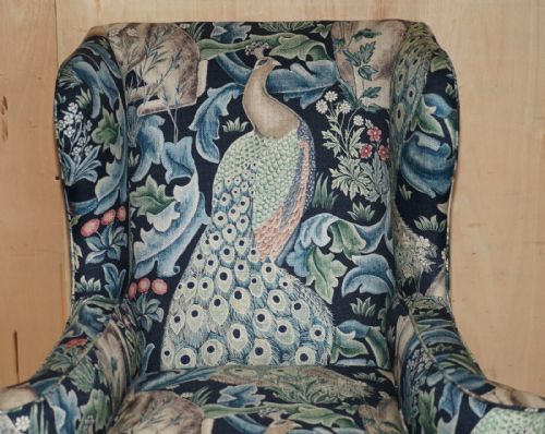 PAIR OF RESTORED ANTIQUE WILLIAM MORRIS FOREST CLAW BALL WINGBACK ARMCHAIRS - ADDITIONAL PHOTO 4