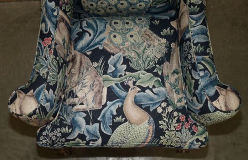 PAIR OF RESTORED ANTIQUE WILLIAM MORRIS FOREST CLAW BALL WINGBACK ARMCHAIRS - ADDITIONAL PHOTO 6