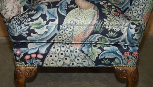 PAIR OF RESTORED ANTIQUE WILLIAM MORRIS FOREST CLAW BALL WINGBACK ARMCHAIRS - ADDITIONAL PHOTO 7