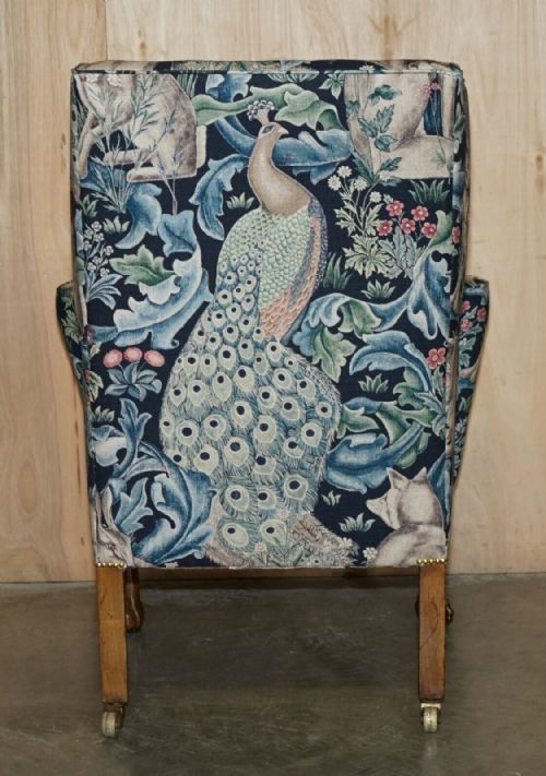 PAIR OF RESTORED ANTIQUE WILLIAM MORRIS FOREST CLAW BALL WINGBACK ARMCHAIRS - ADDITIONAL PHOTO 12