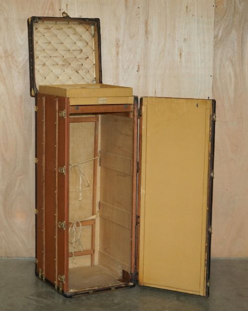 FULLY RESTORED ANTIQUE 1910 LOUIS VUITTON STAMPED SIGNED MALLE PENDERIE TRUNK - ADDITIONAL PHOTO 14