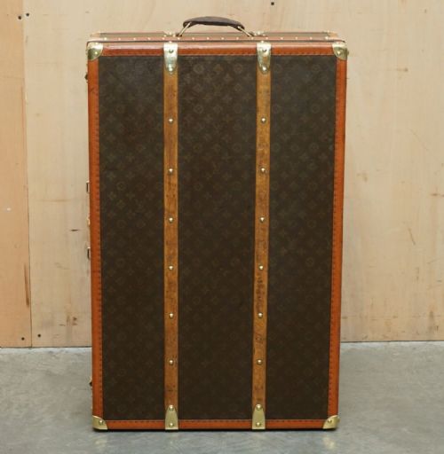 RRP 55000 FULLY RESTORED ANTIQUE LOUIS VUITTON STAMPED MONOGRAM WARDROBE TRUNK - ADDITIONAL PHOTO 1