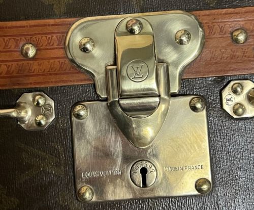 RRP 55000 FULLY RESTORED ANTIQUE LOUIS VUITTON STAMPED MONOGRAM WARDROBE TRUNK - ADDITIONAL PHOTO 2