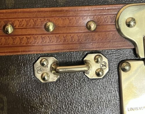 RRP 55000 FULLY RESTORED ANTIQUE LOUIS VUITTON STAMPED MONOGRAM WARDROBE TRUNK - ADDITIONAL PHOTO 9