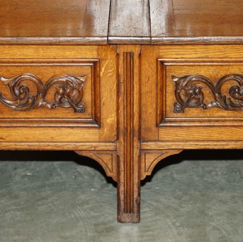 FINEST QUALITY HAMPTON SON'S ANTIQUE VICTORIAN WALNUT HAND CARVED BACON SETTLE - ADDITIONAL PHOTO 4