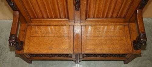 FINEST QUALITY HAMPTON SON'S ANTIQUE VICTORIAN WALNUT HAND CARVED BACON SETTLE - ADDITIONAL PHOTO 7