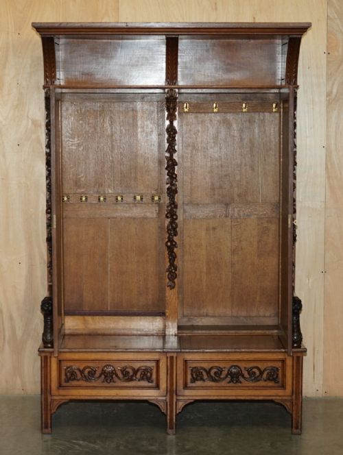 FINEST QUALITY HAMPTON SON'S ANTIQUE VICTORIAN WALNUT HAND CARVED BACON SETTLE - ADDITIONAL PHOTO 18