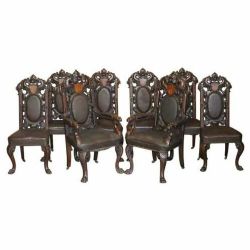 WINSTON CHURCHILL LINKED HARRY WARREN HOUSE EIGHT ANTIQUE DINING CARVER CHAIRS