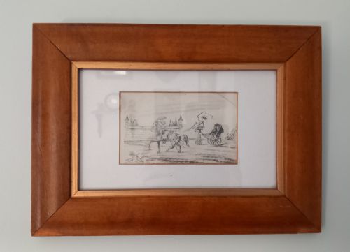UNUSUAL 19TH CENTURY PENCIL DRAWING FEATURING PLANT MEN