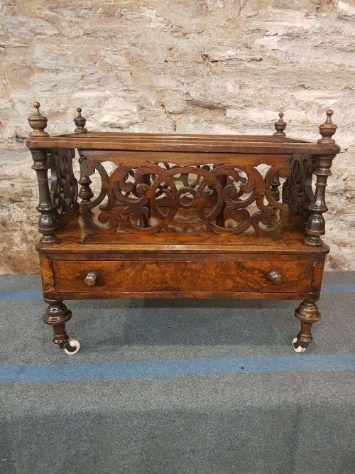 victorian burr walnut canterbury - CATEGORY: ANTIQUE FURNITURE - DATED 1860
