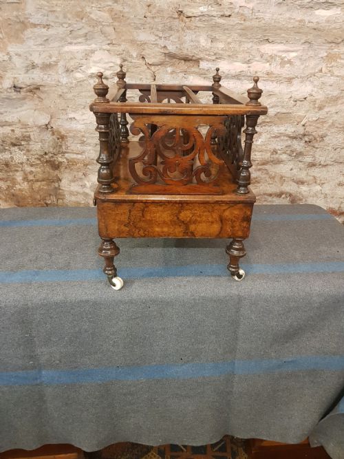 VICTORIAN BURR WALNUT CANTERBURY - ADDITIONAL PHOTO 1