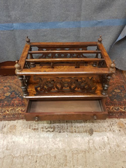VICTORIAN BURR WALNUT CANTERBURY - ADDITIONAL PHOTO 5