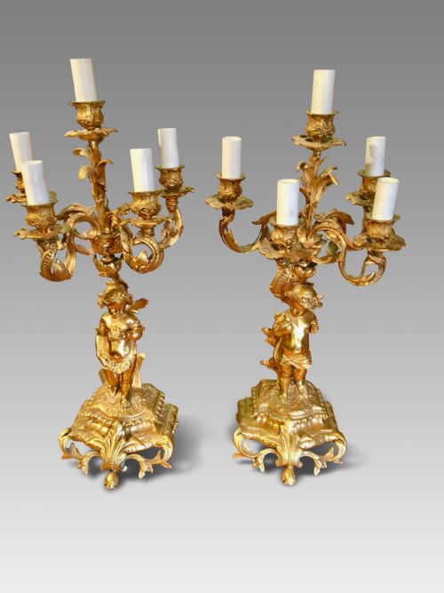 CANDELABRA PAIR IN GILT METAL C 1930 - ADDITIONAL PHOTO 2