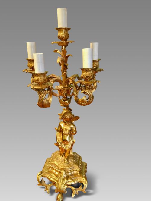 CANDELABRA PAIR IN GILT METAL C 1930 - ADDITIONAL PHOTO 4