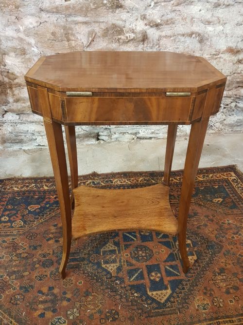 VICTORIAN MAHOGANY INLAID WORK TABLE - ADDITIONAL PHOTO 1