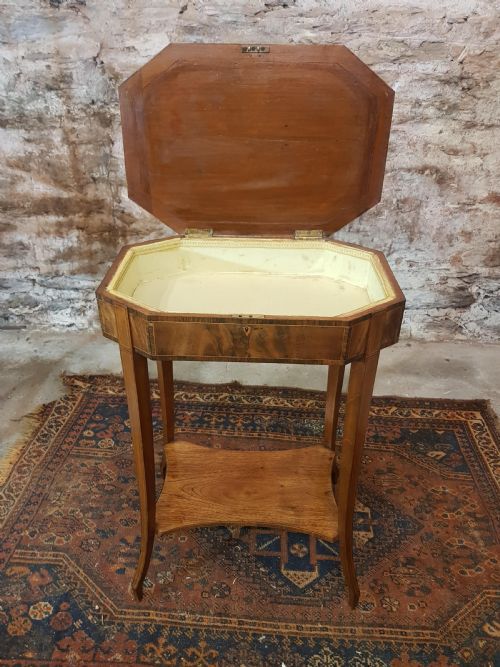 VICTORIAN MAHOGANY INLAID WORK TABLE - ADDITIONAL PHOTO 2