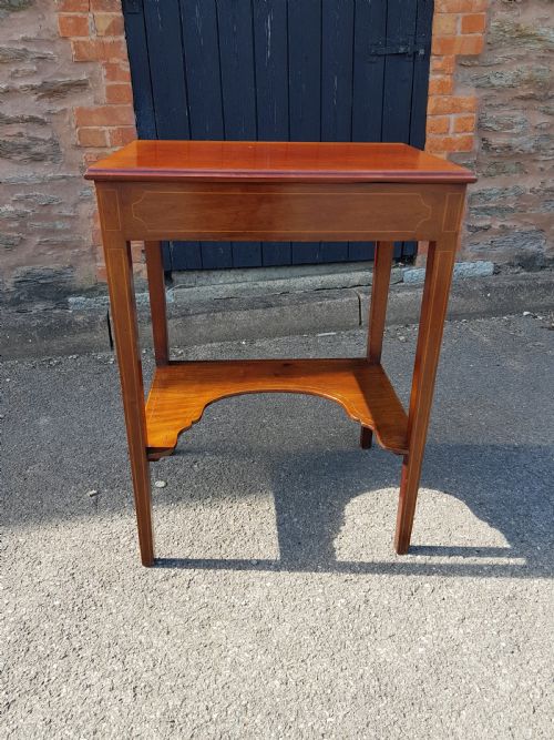 victorian inlaid mahogany small writing table - CATEGORY: ANTIQUE TABLES - DATED VICTORIAN