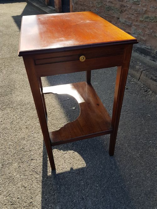 VICTORIAN INLAID MAHOGANY SMALL WRITING TABLE - ADDITIONAL PHOTO 3