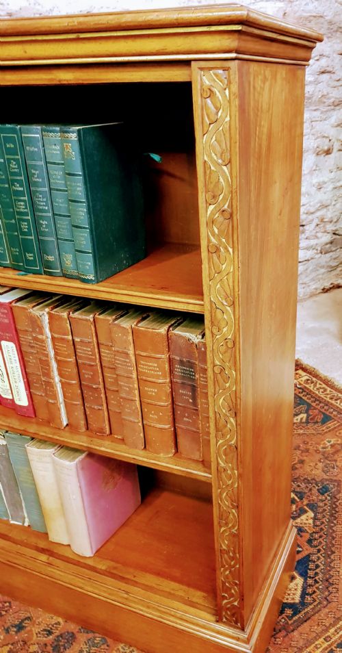 PARCEL GILT VICTORIAN WALNUT OPEN BOOKCASE - ADDITIONAL PHOTO 2